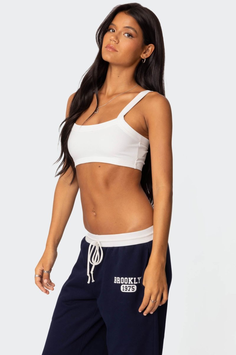 Edikted Sariah Ribbed Crop Tops Olive | USA SO643204V4