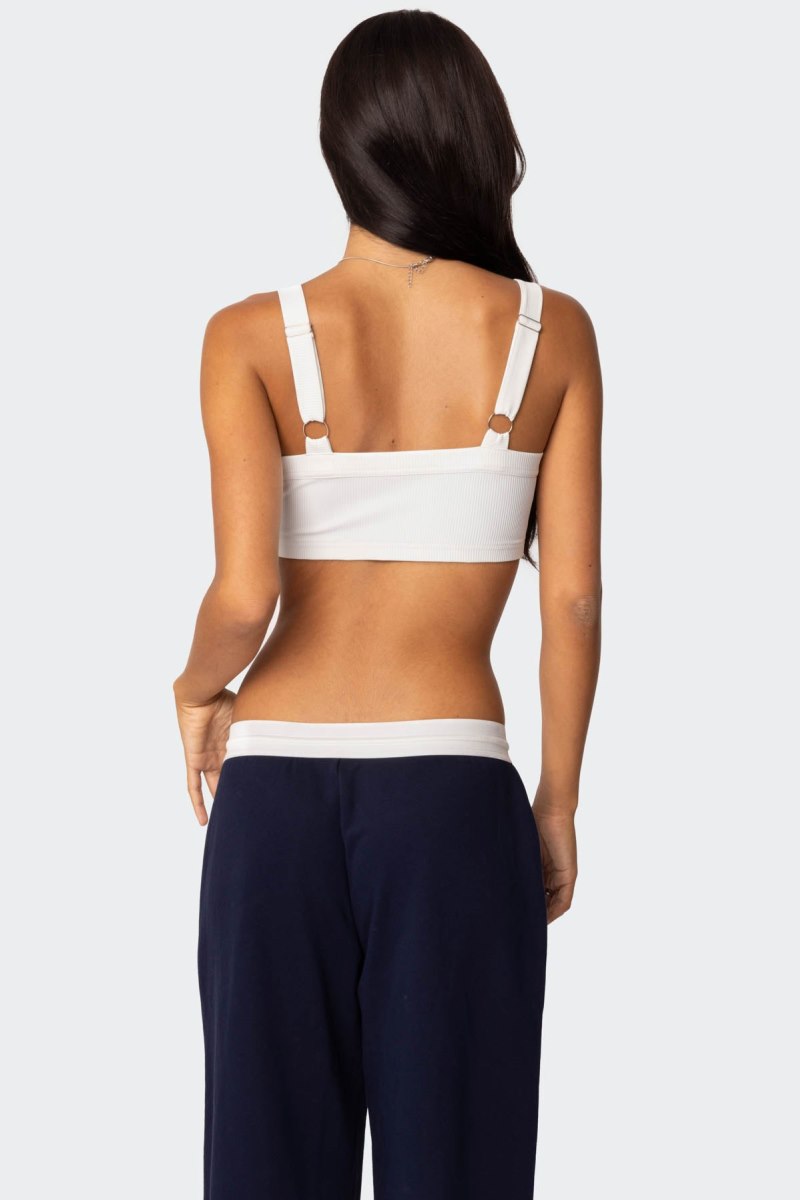 Edikted Sariah Ribbed Crop Tops Olive | USA SO643204V4