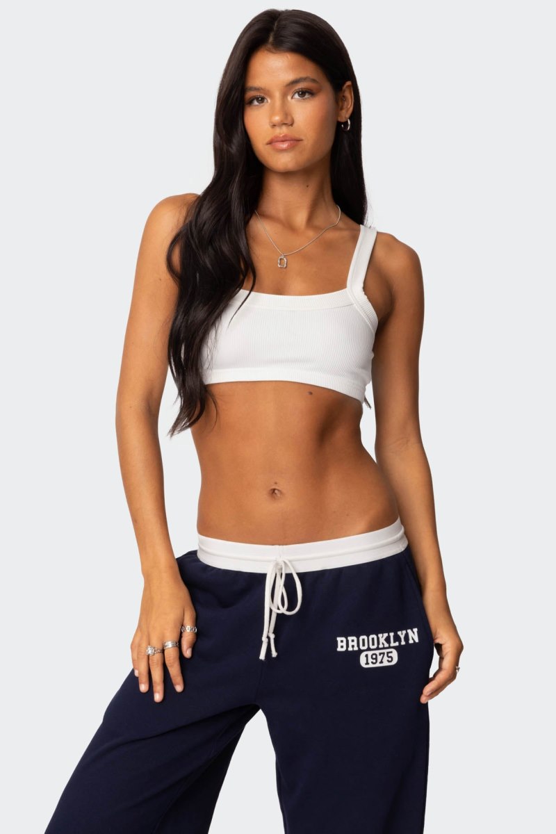 Edikted Sariah Ribbed Crop Tops Olive | USA SO643204V4