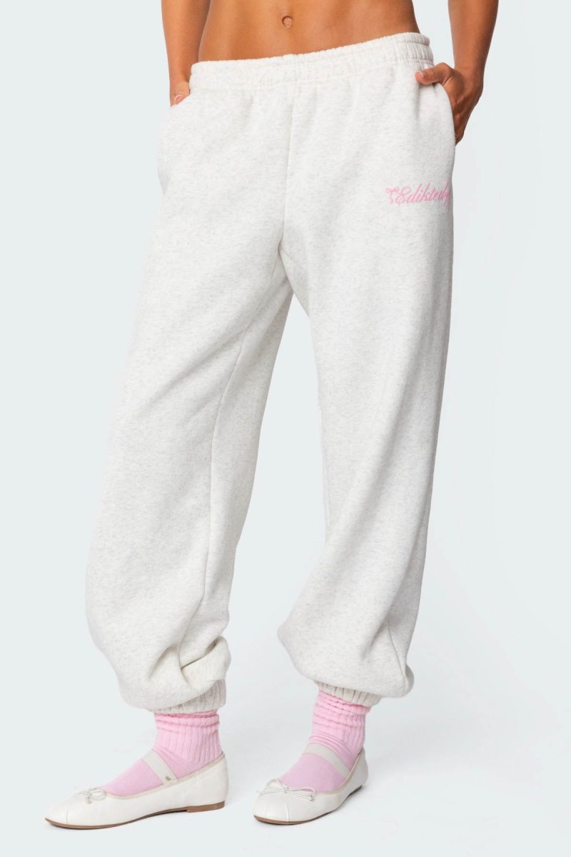 Edikted Sasha Bow Detail Sweatpants Gray Melange | USA OX439733G0