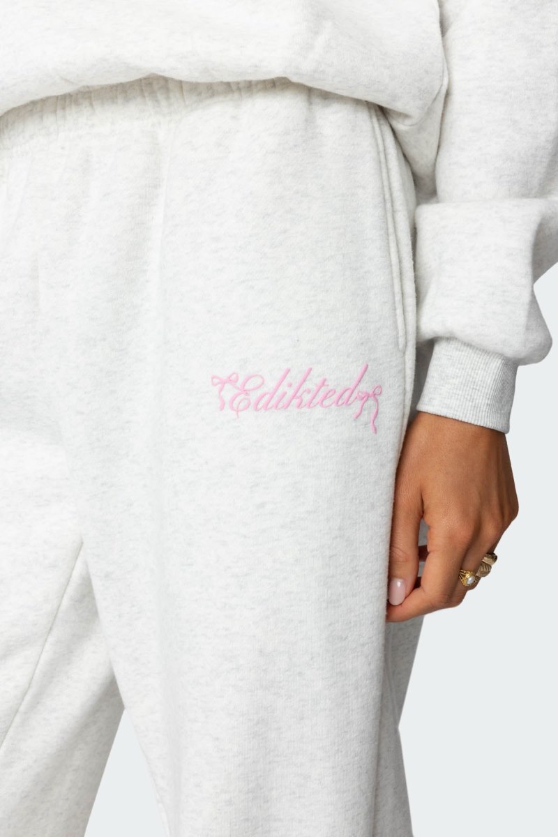 Edikted Sasha Bow Detail Sweatpants Gray Melange | USA OX439733G0