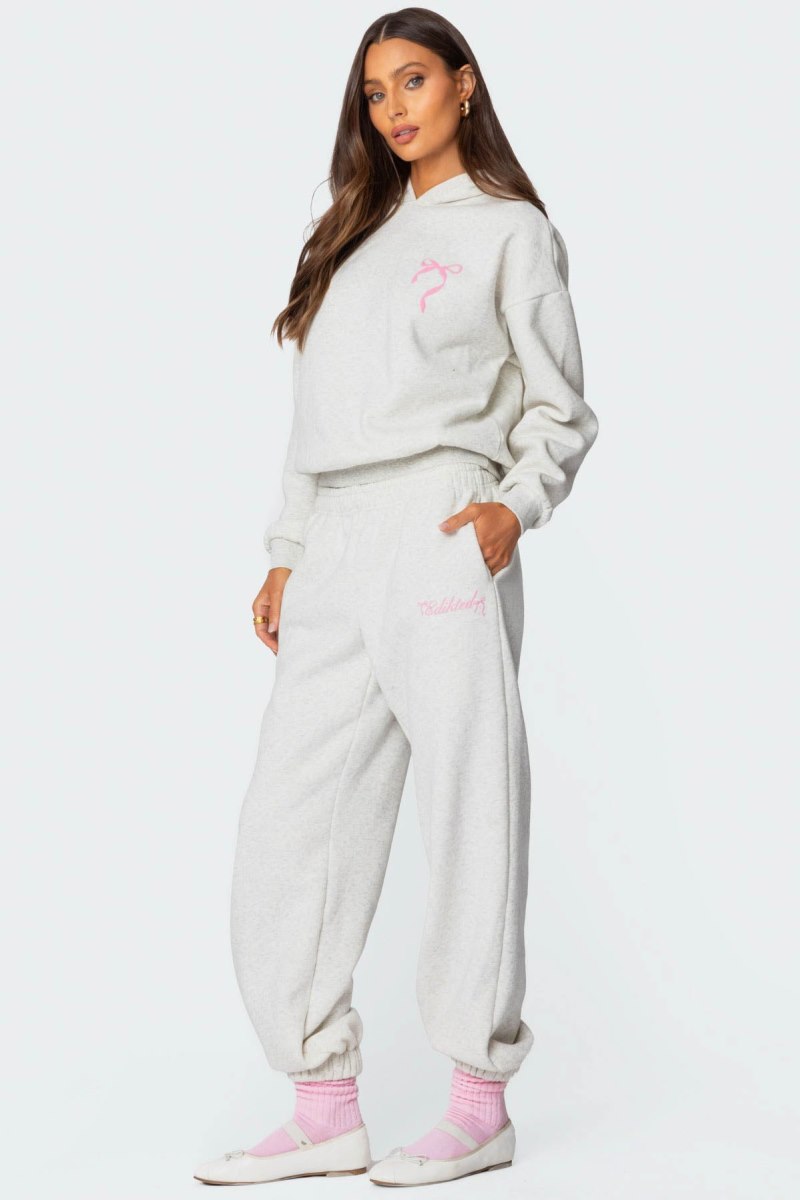 Edikted Sasha Bow Detail Sweatpants Gray Melange | USA OX439733G0