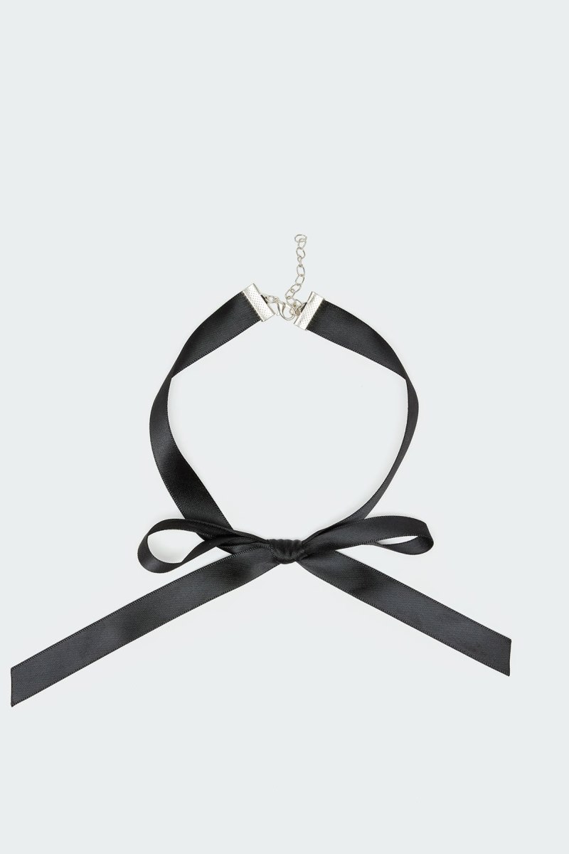 Edikted Satin Bow Choker Necklaces Black | USA AK681738O4