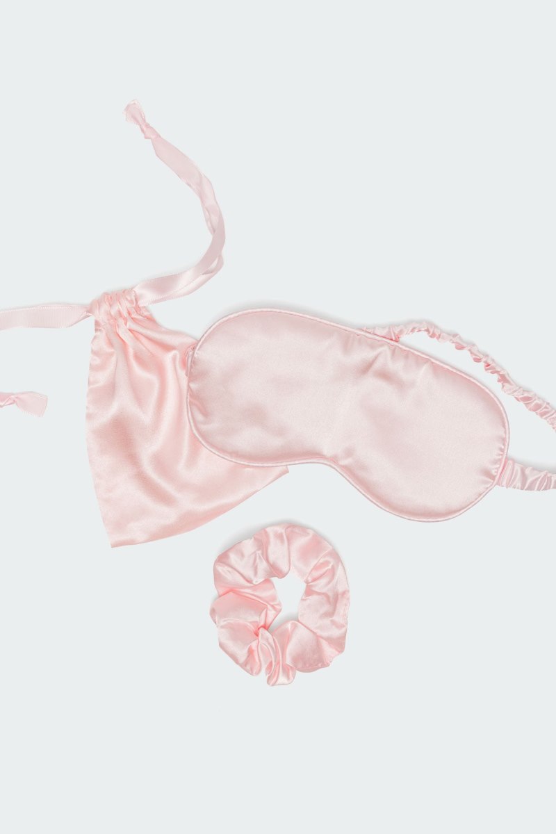 Edikted Satin eye mask & Scrunchie Set Fun Stuff Pink | USA EL883238S0