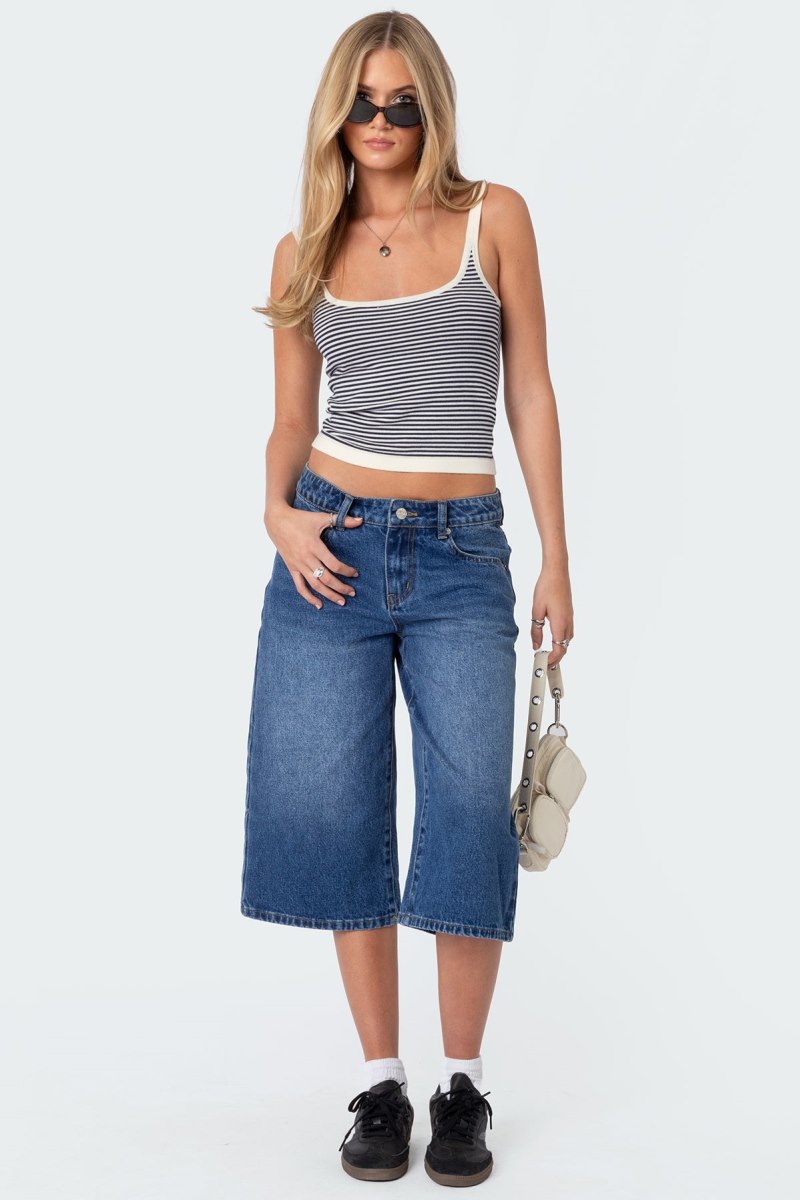 Edikted Saylor Striped Tank Knitted Tops Cream And Navy | USA XP371407F9