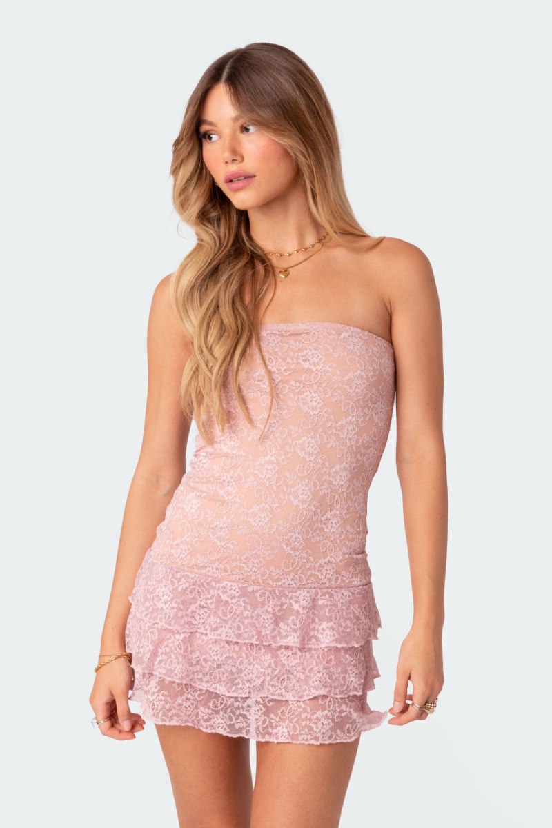 Edikted Scarlet Layered Lace Mini Dress Green | USA WQ892159X2