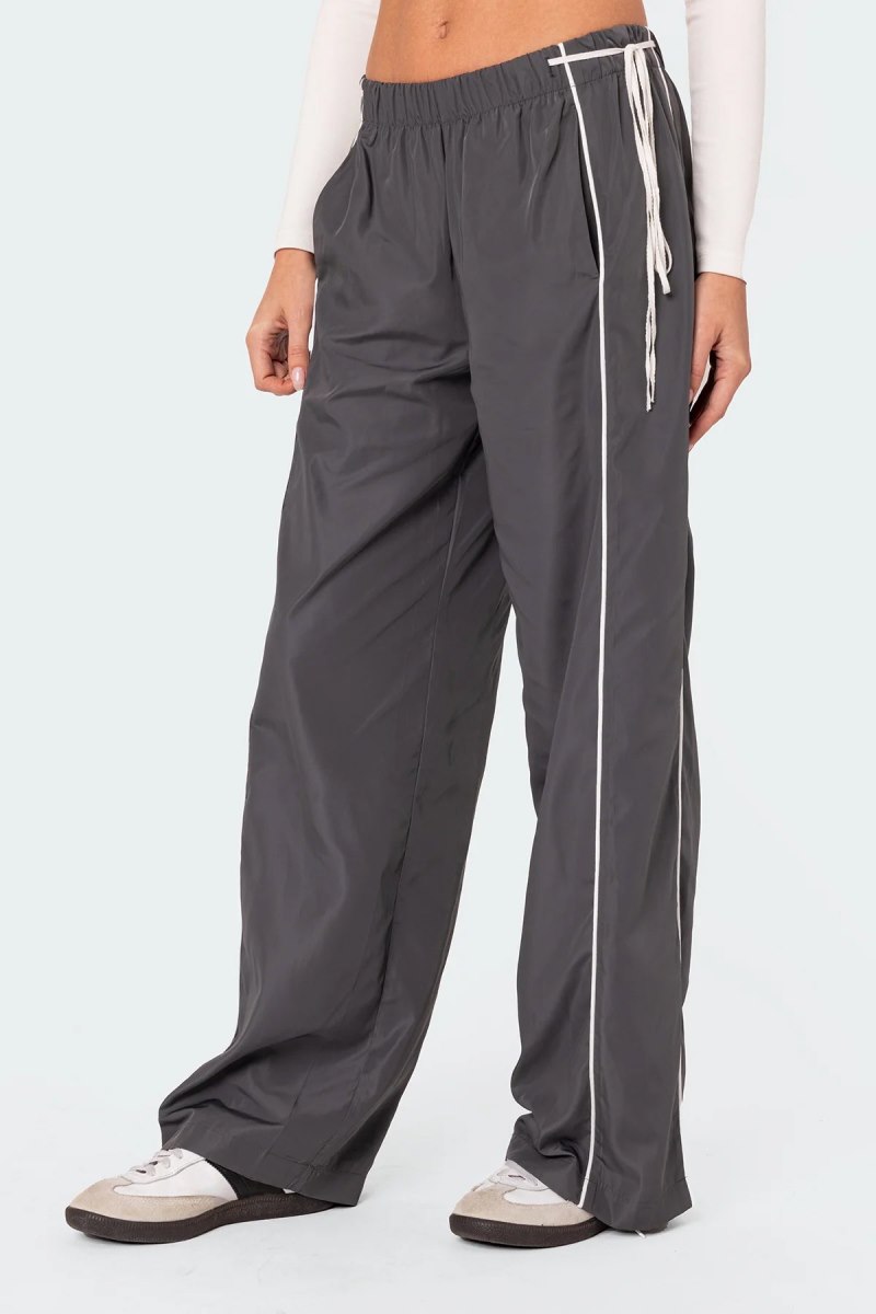 Edikted Scarlot Ribbon Track Pants Dark Gray | USA FE810331M3