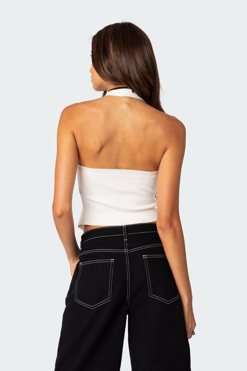 Edikted Sculpt Knitted Split Front Knitted Tops Black | USA DS228932M3