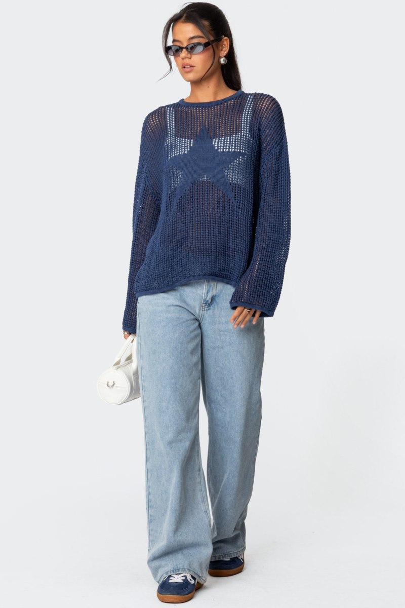 Edikted Seeing Stars Oversized Sweater Black | USA VZ773767W4
