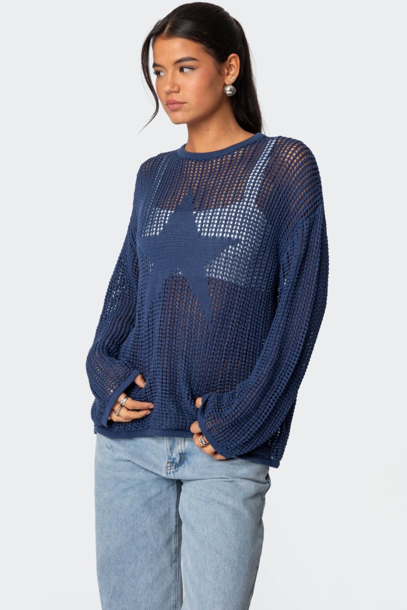 Edikted Seeing Stars Oversized Sweater Black | USA VZ773767W4