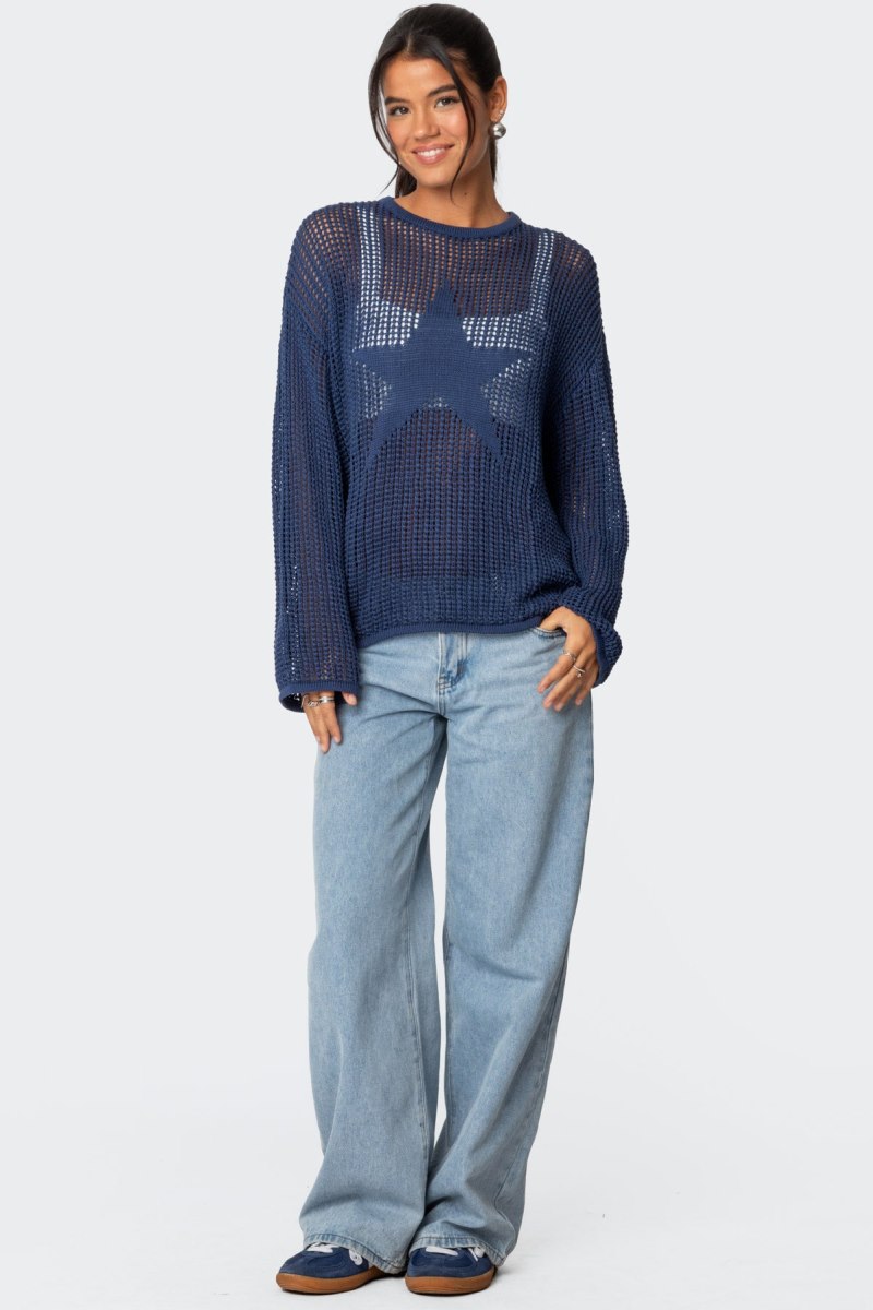 Edikted Seeing Stars Oversized Sweater Black | USA VZ773767W4