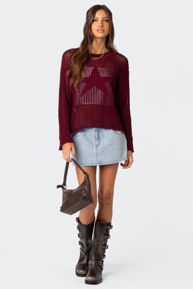 Edikted Seeing Stars Oversized Sweater Black | USA UX574907M6