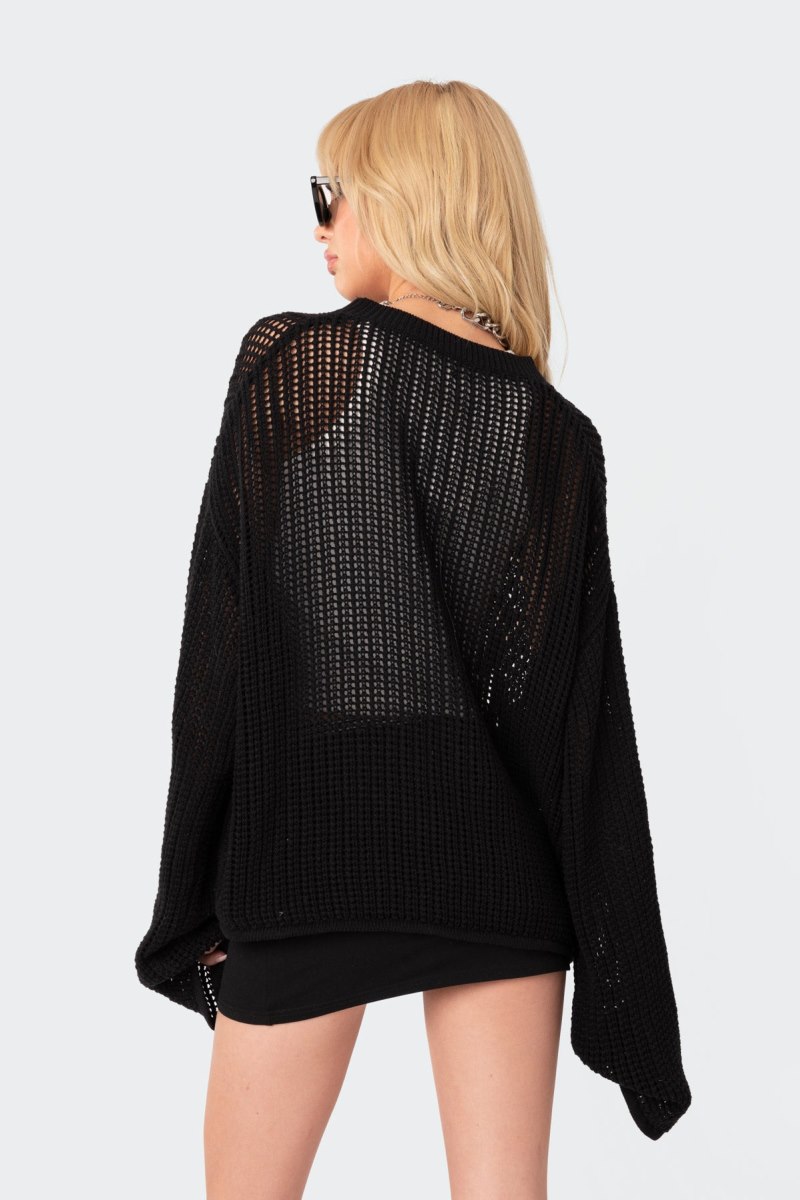 Edikted Seeing Stars Oversized Sweater Long Sleeve Tops Black | USA HJ314041F4