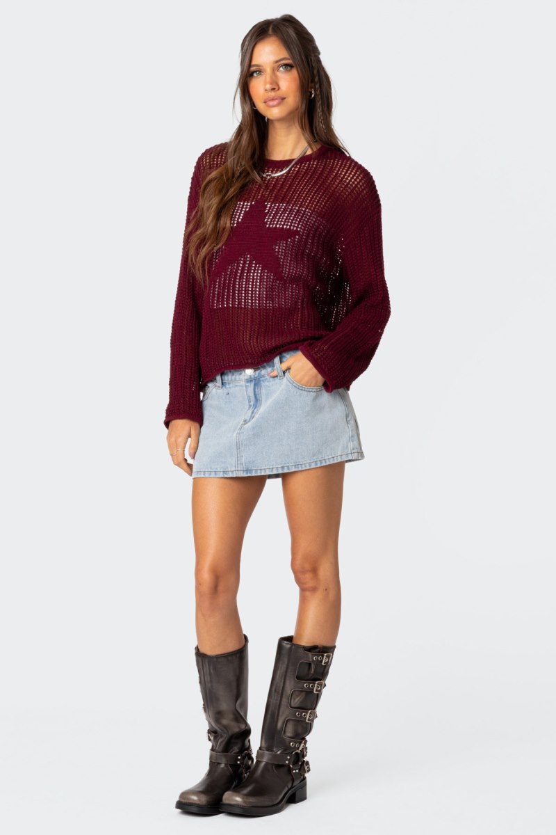 Edikted Seeing Stars Oversized Sweater Long Sleeve Tops Black | USA BM247074L0
