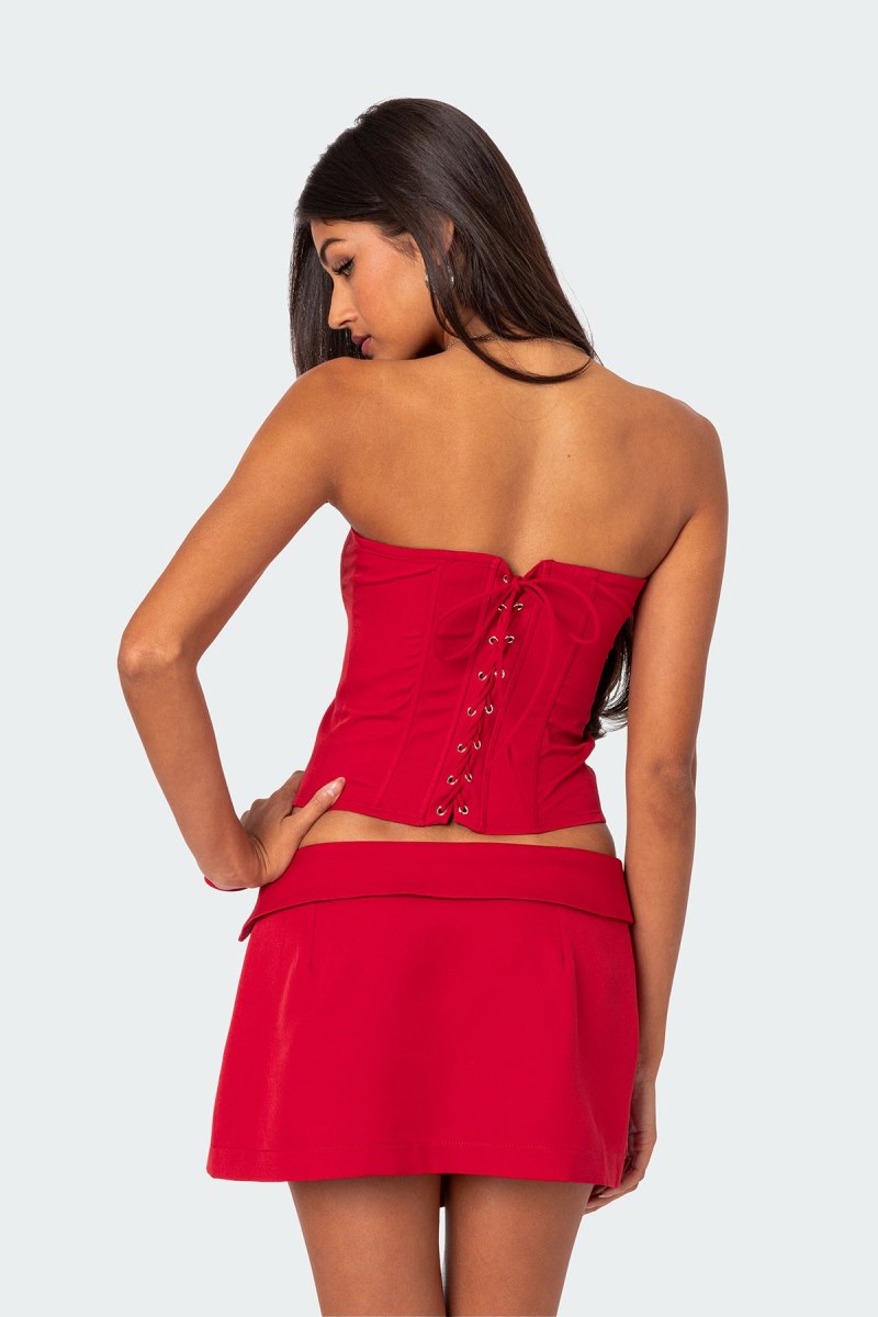 Edikted Selena Lace Up Corset Black | USA ZA654905C4