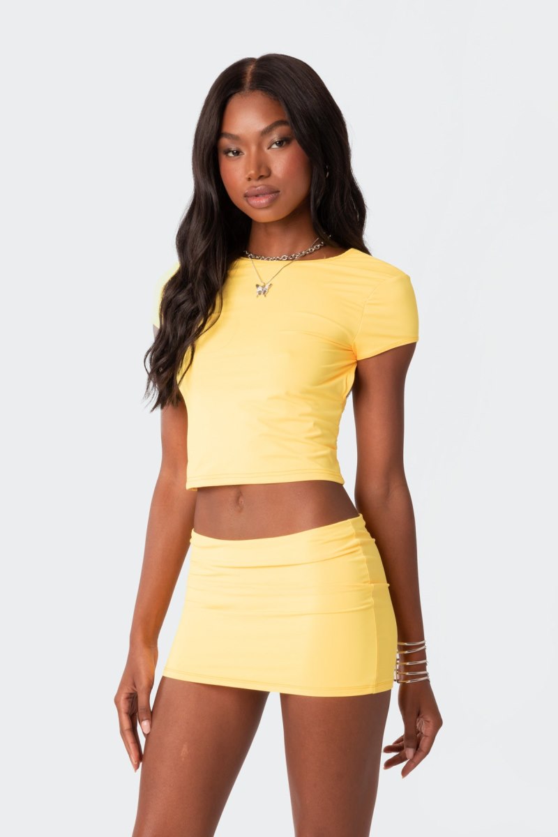Edikted Selma Open Back T Shirts Yellow | USA KG552005T3