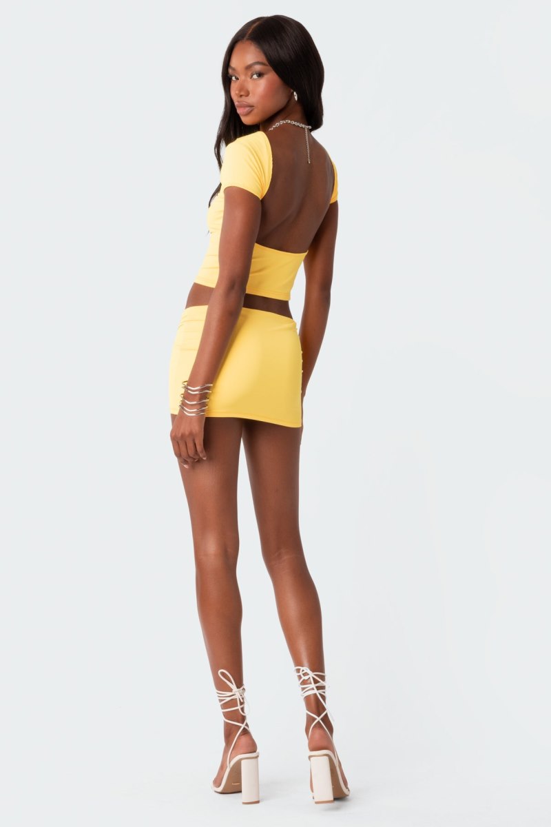 Edikted Selma Open Back T Shirts Yellow | USA KG552005T3