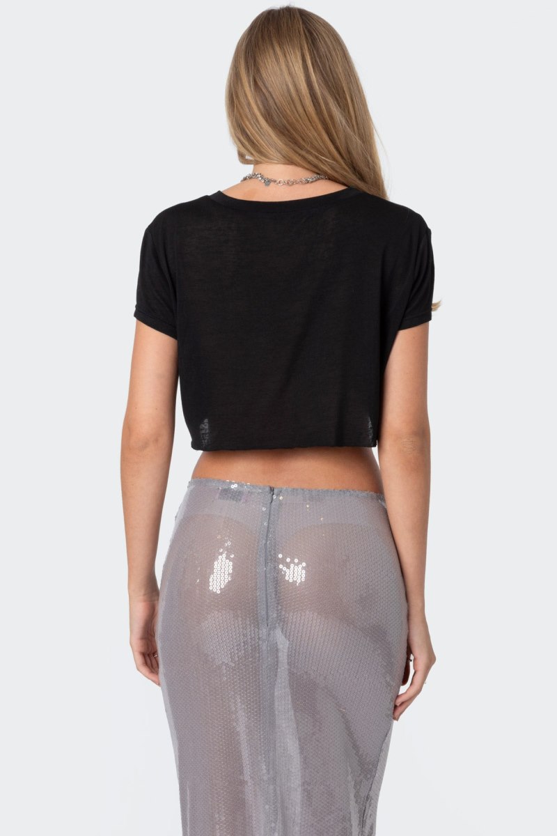 Edikted Seville Cropped T Shirts Black | USA TG009920O4