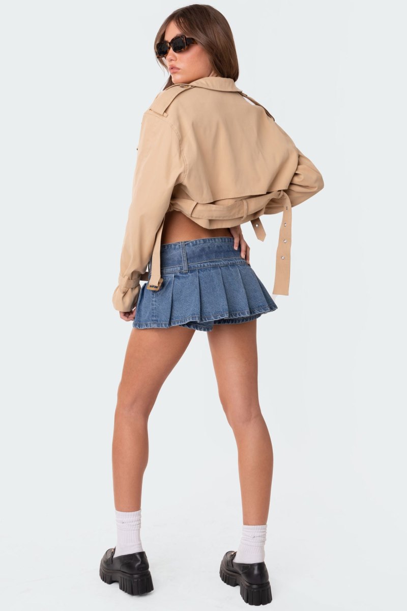 Edikted Shadow Cropped Trench Jackets Beige | USA XU155535N6