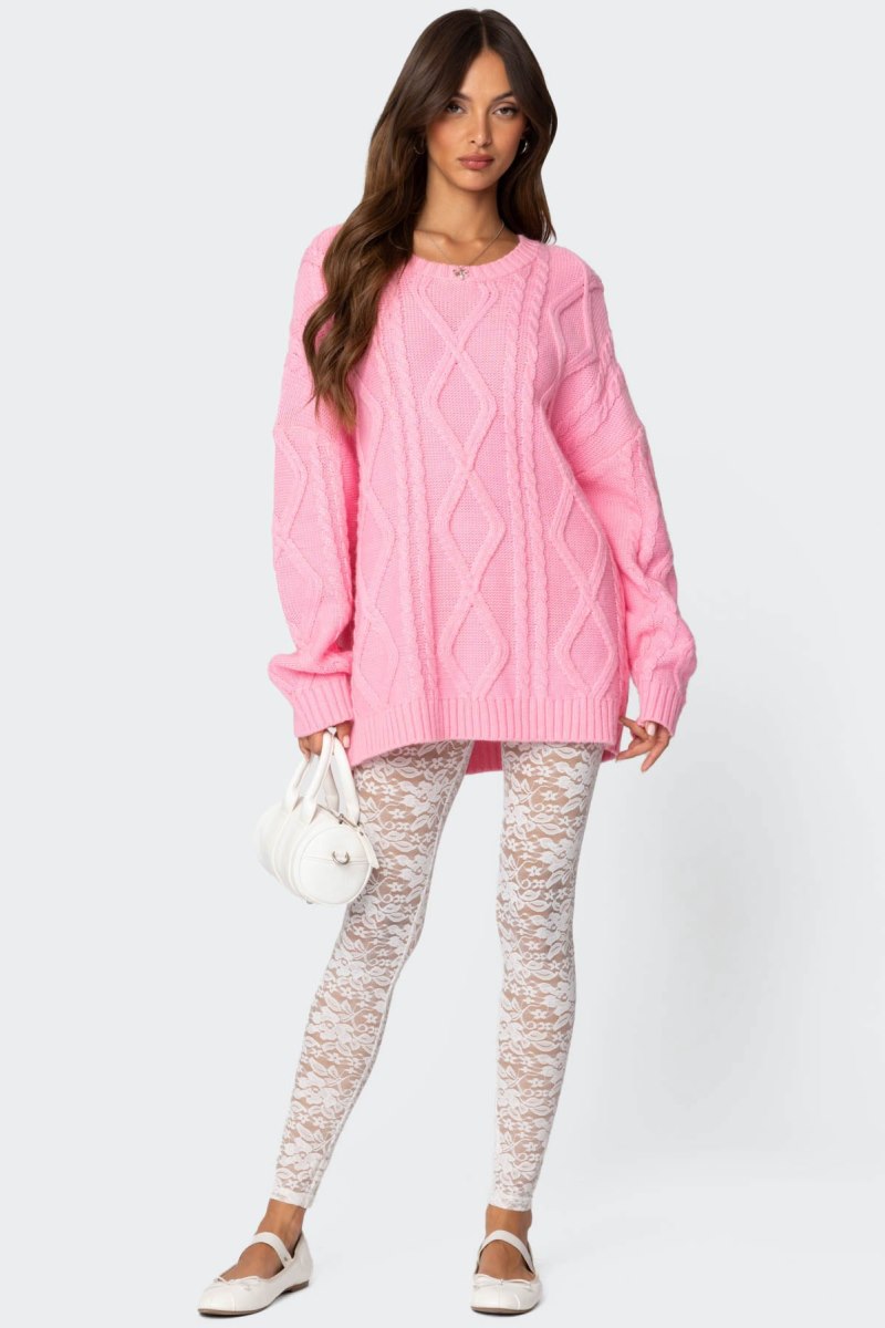 Edikted Sheer Lace Leggings Pants White | USA LK162026M7