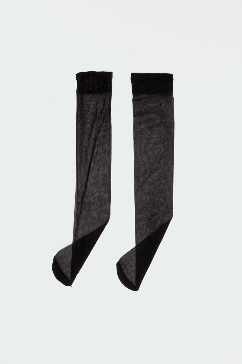 Edikted Sheer Mesh Knee High Socks Black | USA OY923822C5