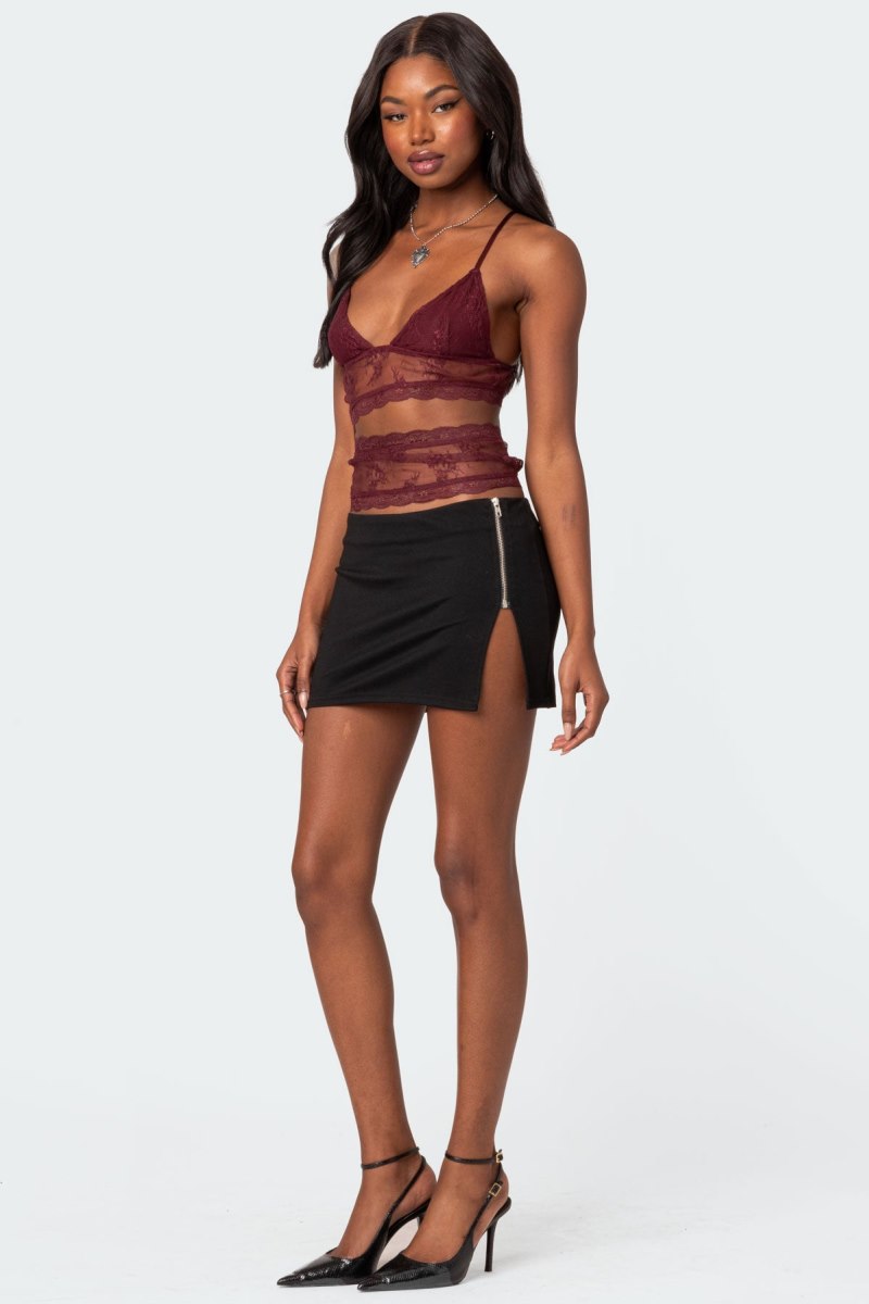 Edikted Side Zip Slitted Mini Skirts Black | USA UE327072Y1