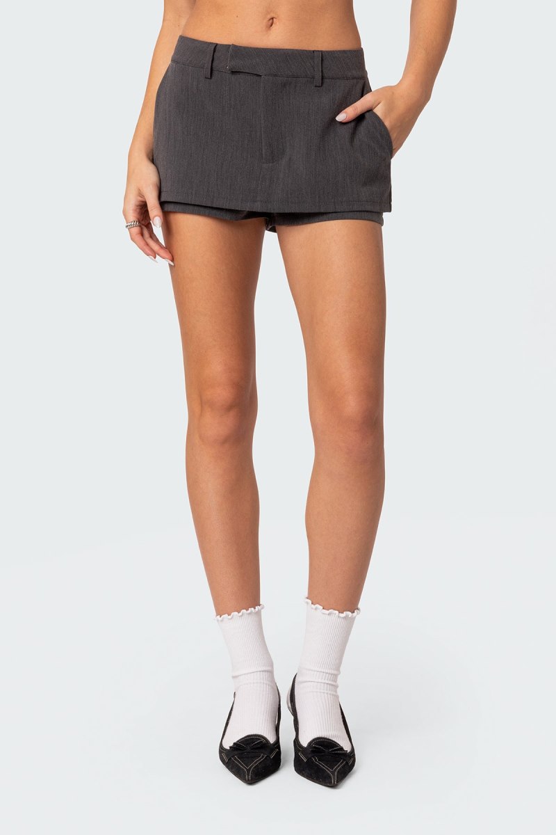 Edikted Sloan Mini Skorts Dark Gray | USA QZ665486U4