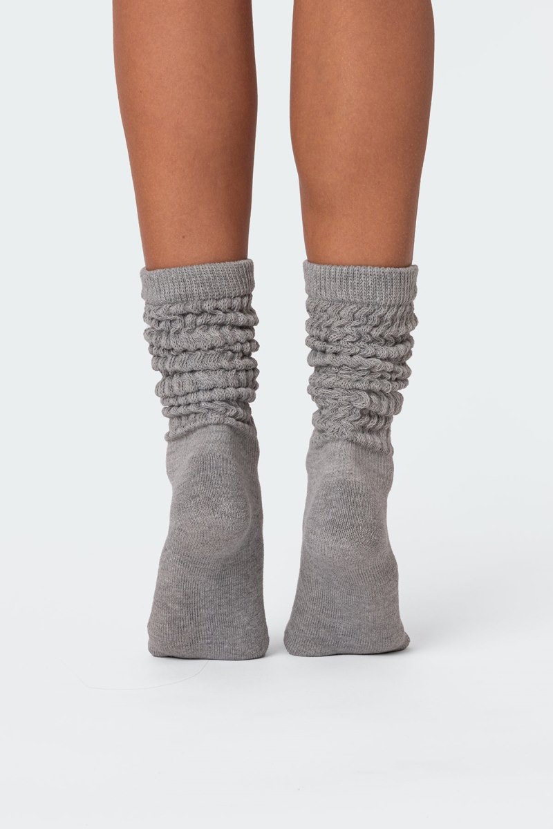 Edikted Slouchy Scrunch Socks Black | USA OF621312N6