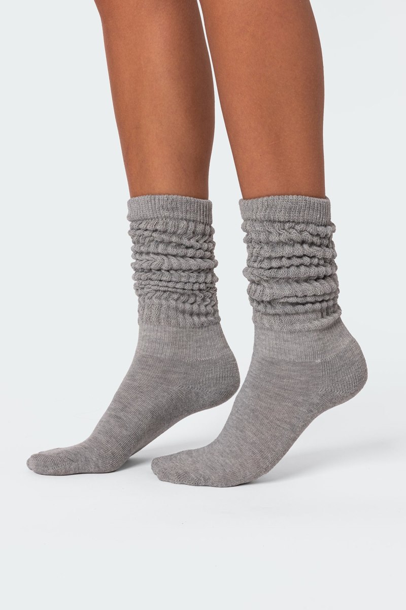 Edikted Slouchy Scrunch Socks Black | USA OF621312N6