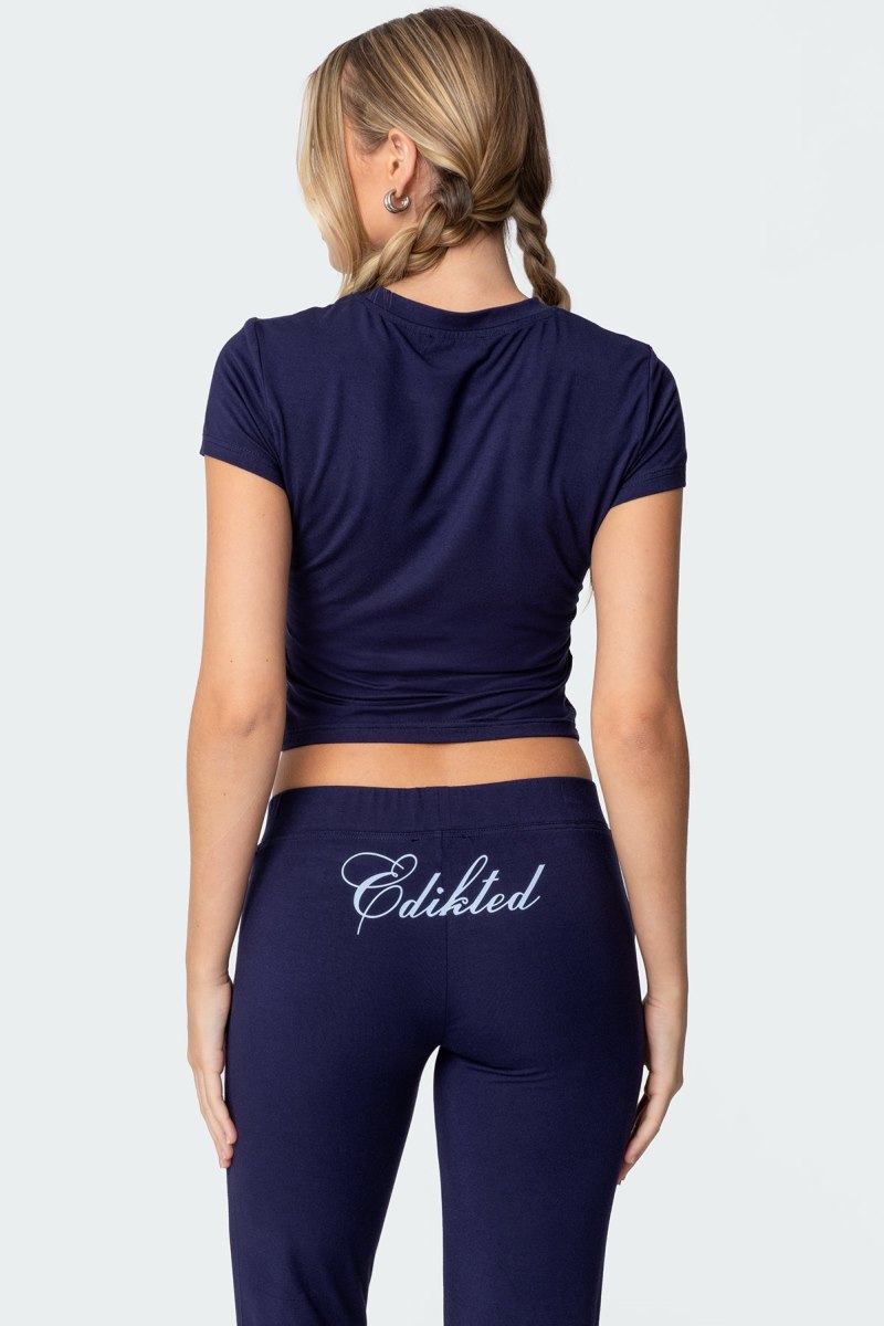 Edikted So Edikted T Shirt Graphic Tops Navy | USA LD505530O3
