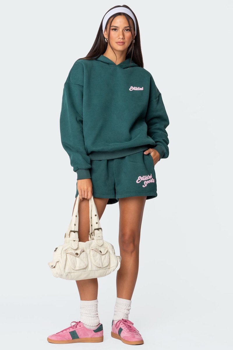 Edikted So Sporty Sweat Shorts Green | USA LV801240V1