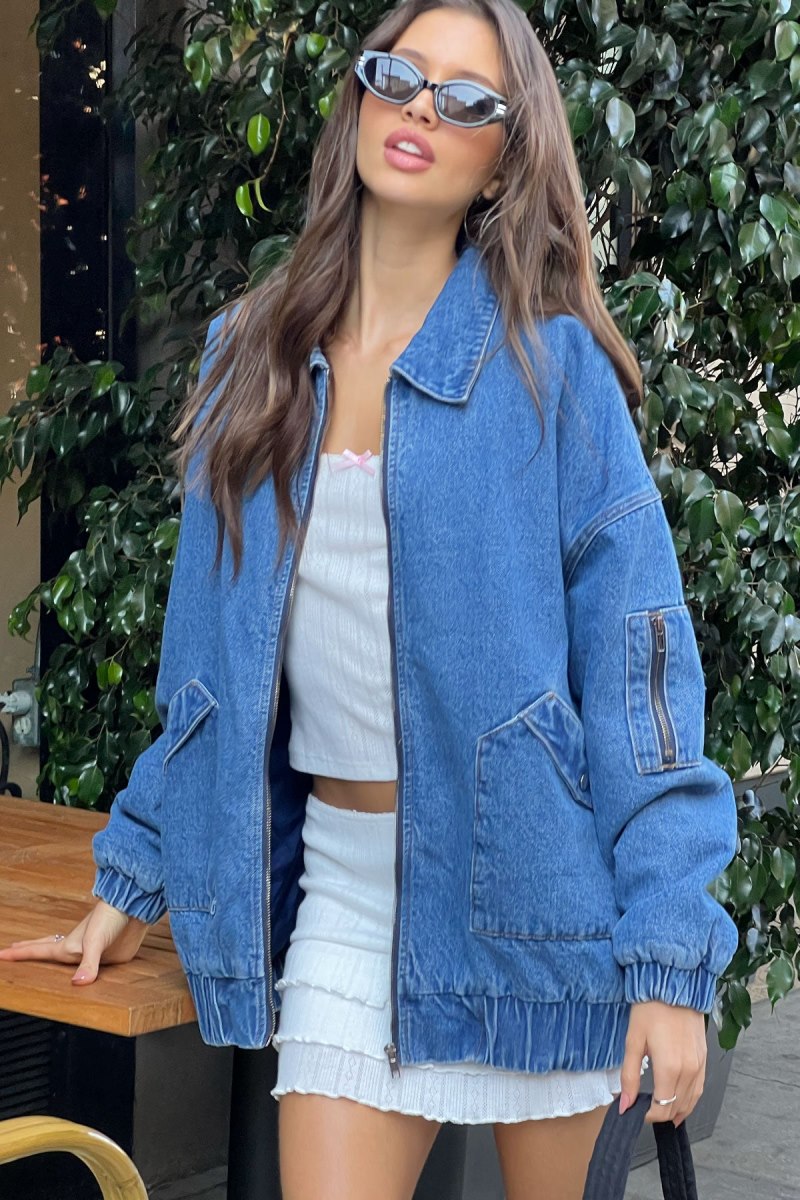 Edikted Sophie Oversized Washed Denim Coat Jackets Blue Washed | USA TO044214A8