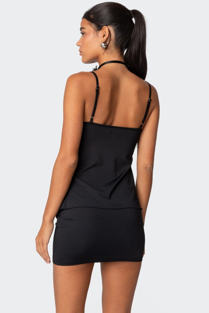 Edikted Sorely Split Front Tank Top Black | USA JN808050V5