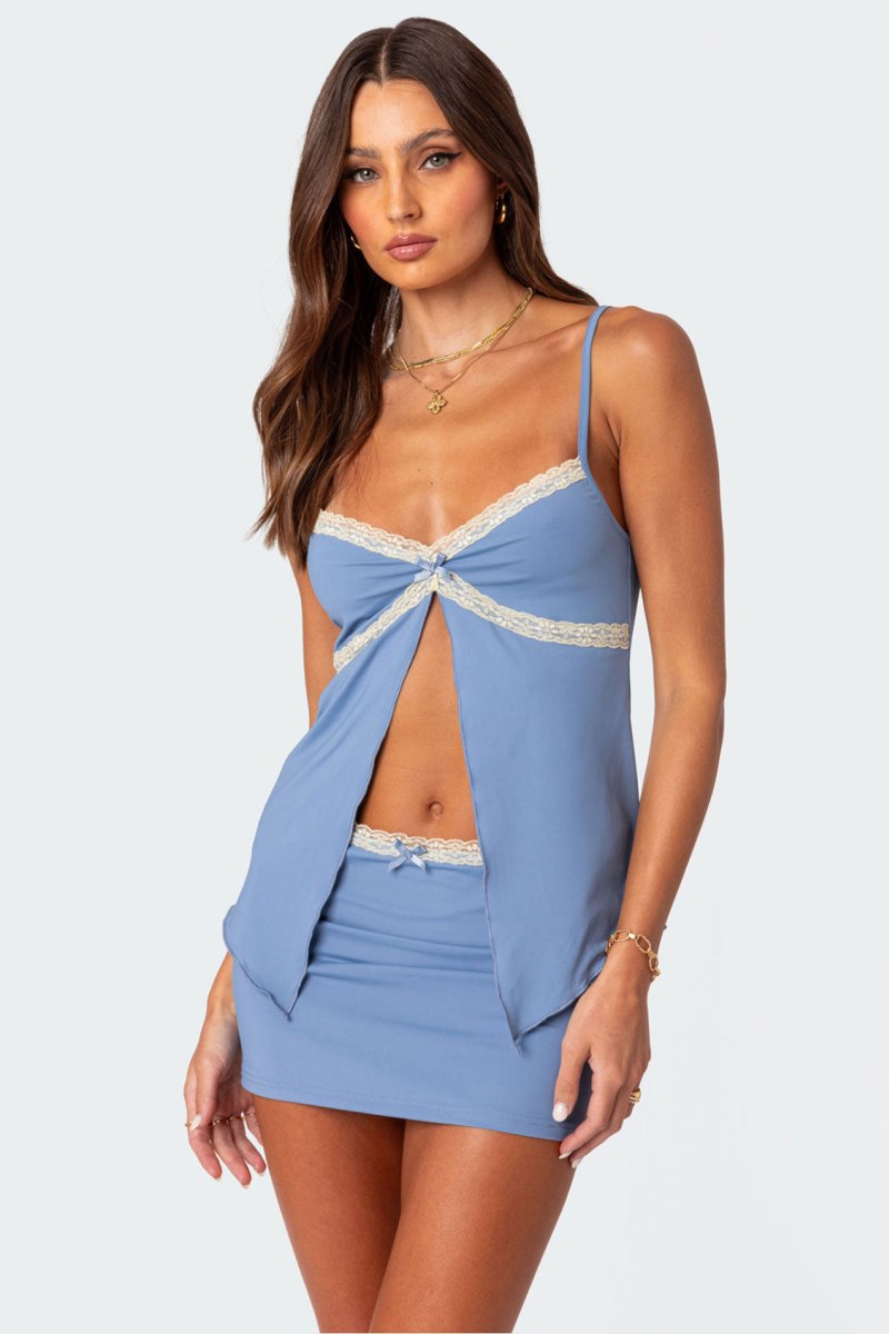 Edikted Sorely Split Front Tank Top Black | USA XM472697L0
