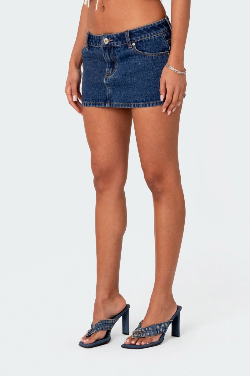 Edikted Spencer Low Rise Denim Micro Skirts Black Washed | USA WF404590C9