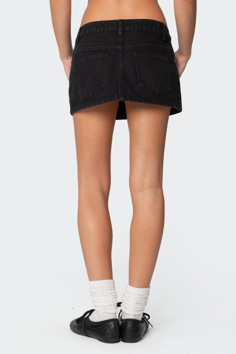 Edikted Spencer Low Rise Denim Micro Skirts Black Washed | USA HK787438D7