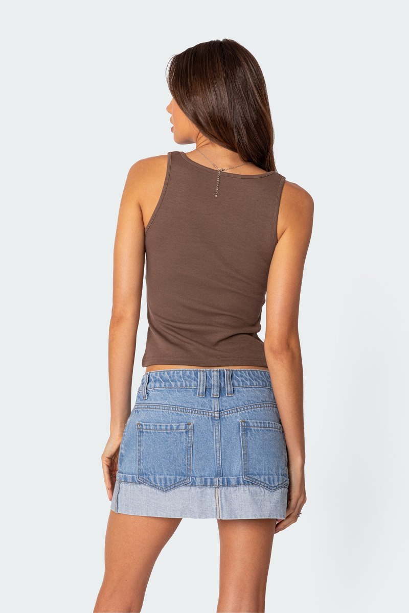 Edikted Square Neck Tank Top Black | USA CL347994A8