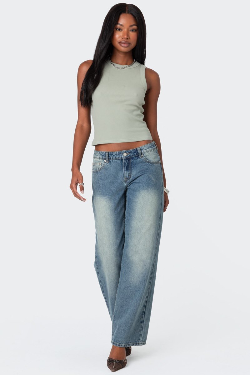 Edikted Standard Ribbed Tank Top Sage | USA BC391899Y8
