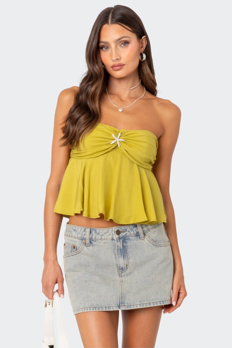 Edikted Starfish Strapless Strapless Tops Green | USA II017261M4