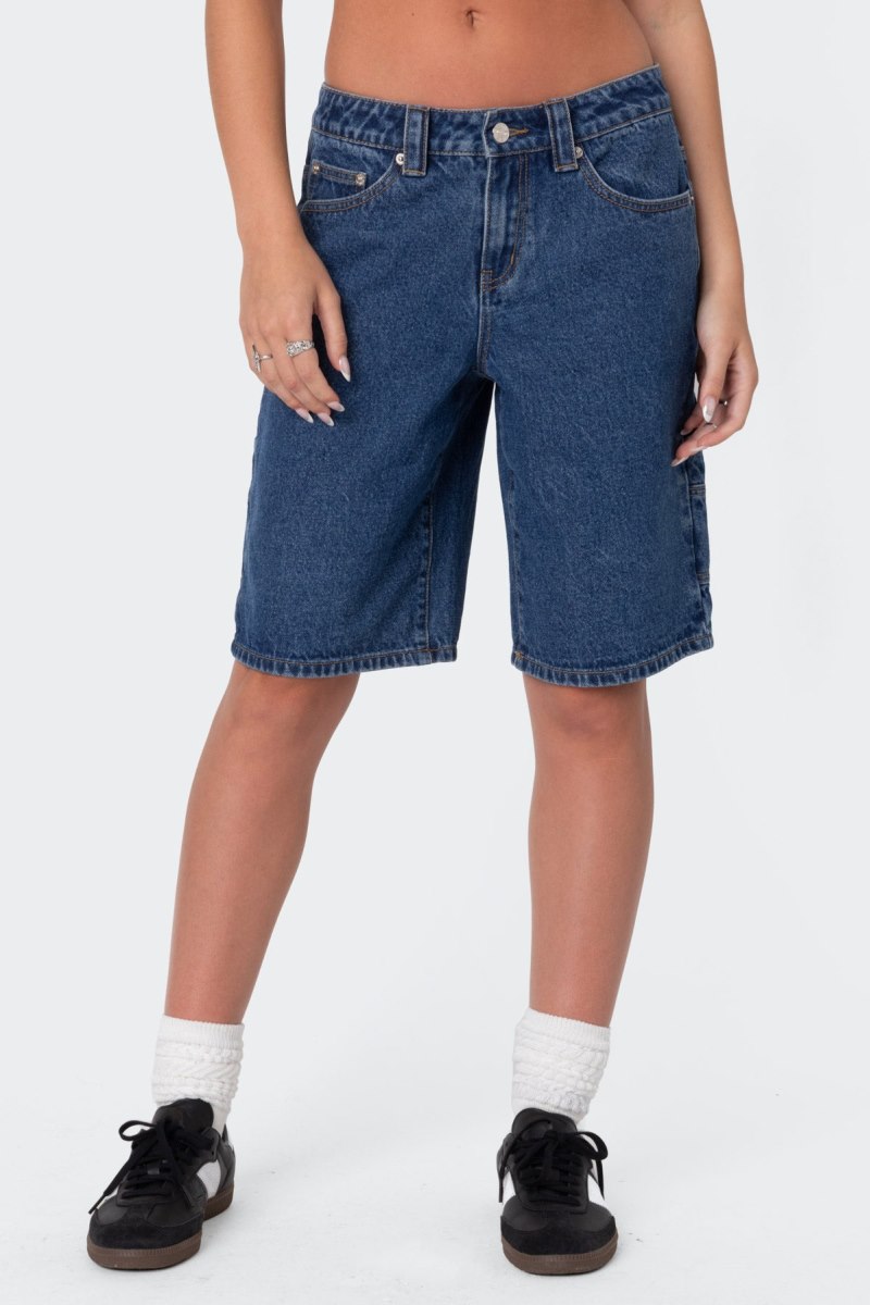 Edikted Stargirl Denim Bermuda Shorts Blue | USA DG133903F0