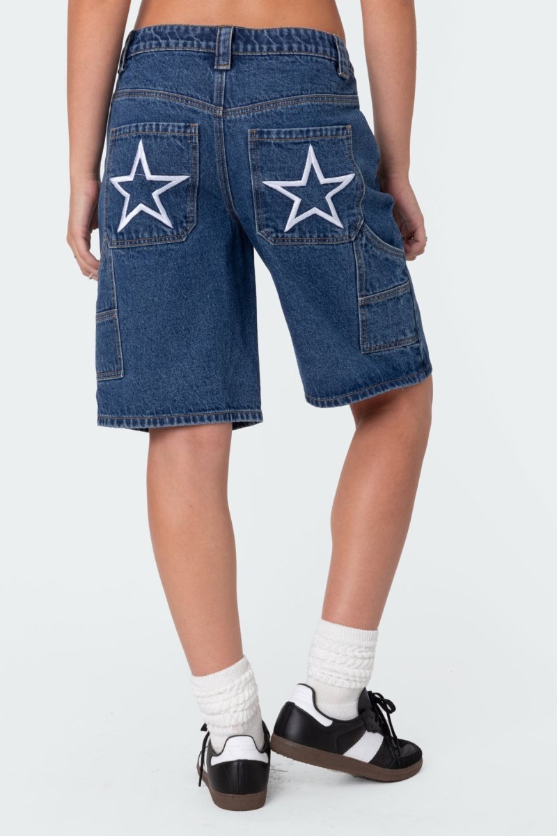 Edikted Stargirl Denim Bermuda Shorts Blue | USA DG133903F0