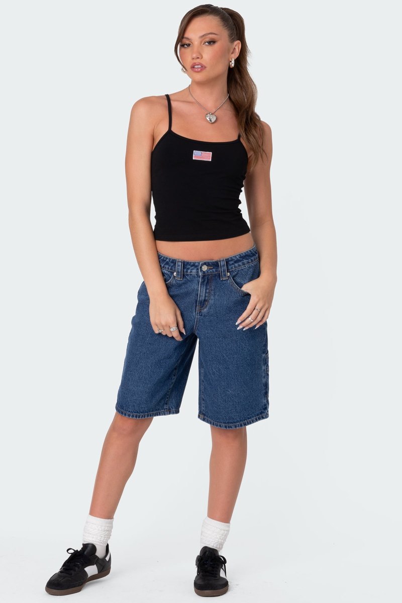 Edikted Stargirl Denim Bermuda Shorts Blue | USA DG133903F0