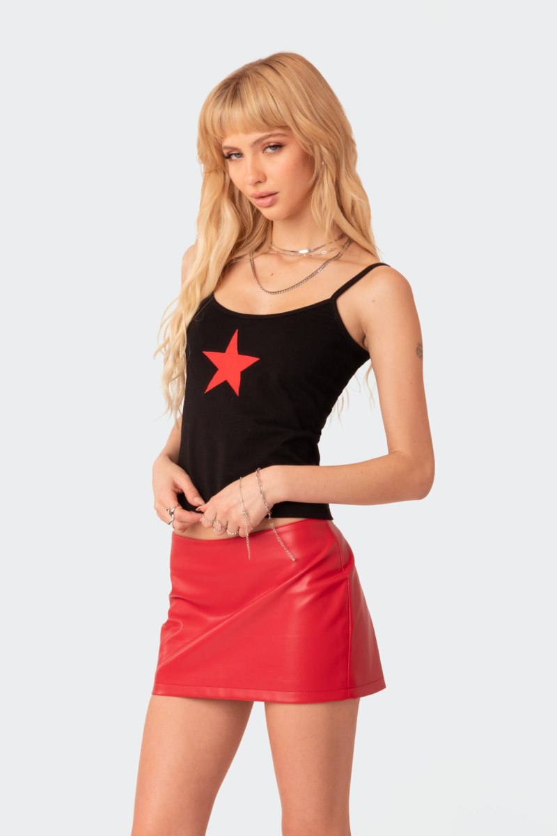 Edikted Starring Tank Graphic Tops Black | USA AU738423D0