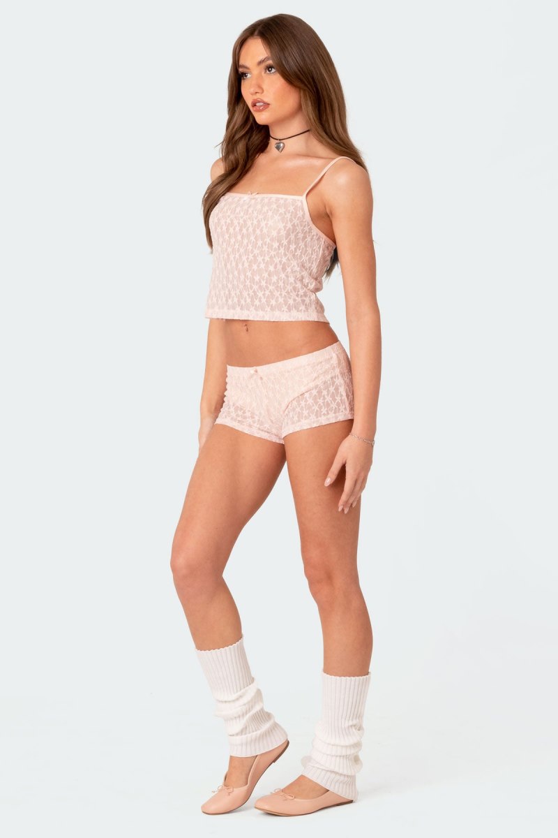 Edikted Starstruck Sheer Low Rise Micro Shorts Light Pink | USA UE206090S7