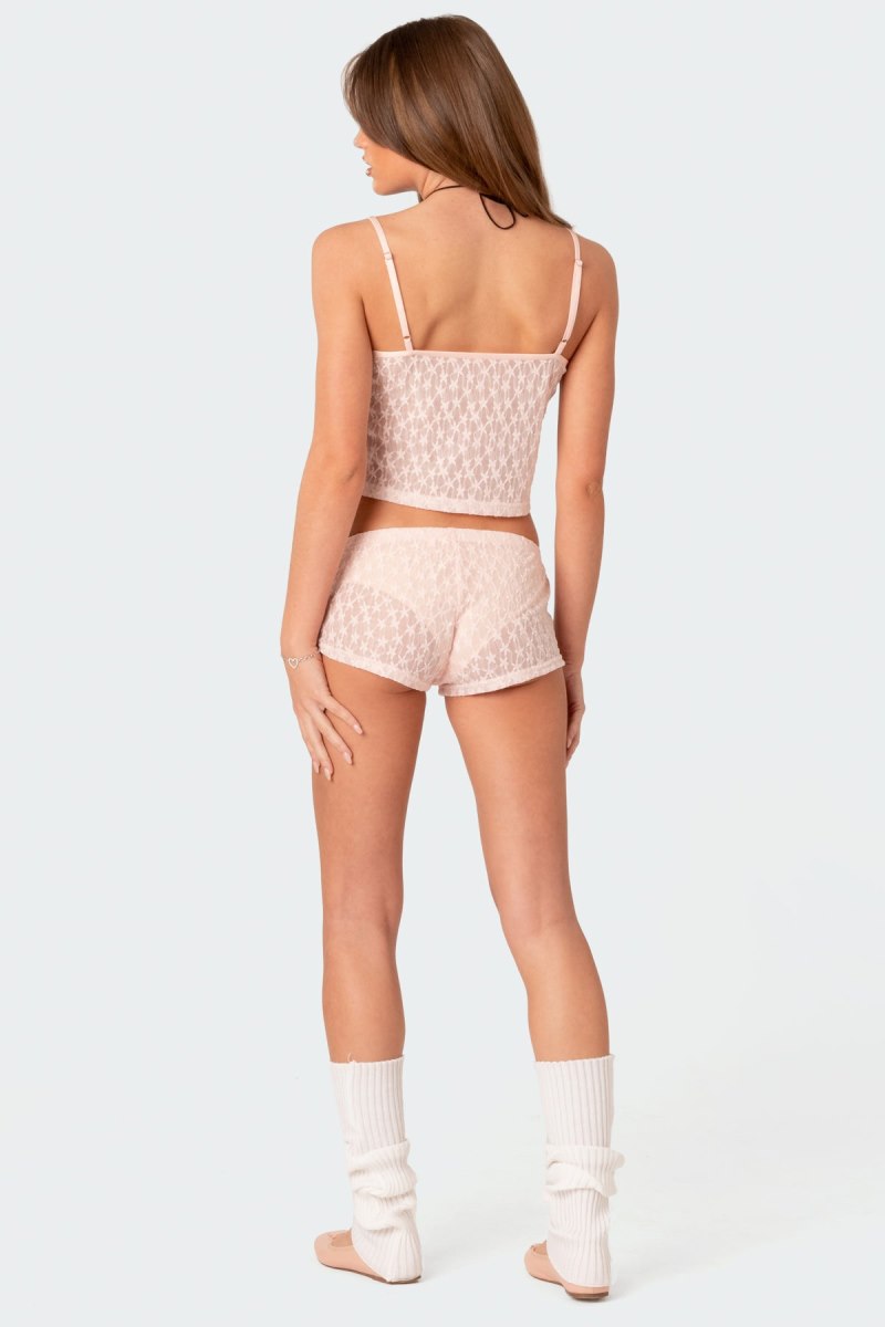 Edikted Starstruck Sheer Low Rise Micro Shorts Light Pink | USA UE206090S7