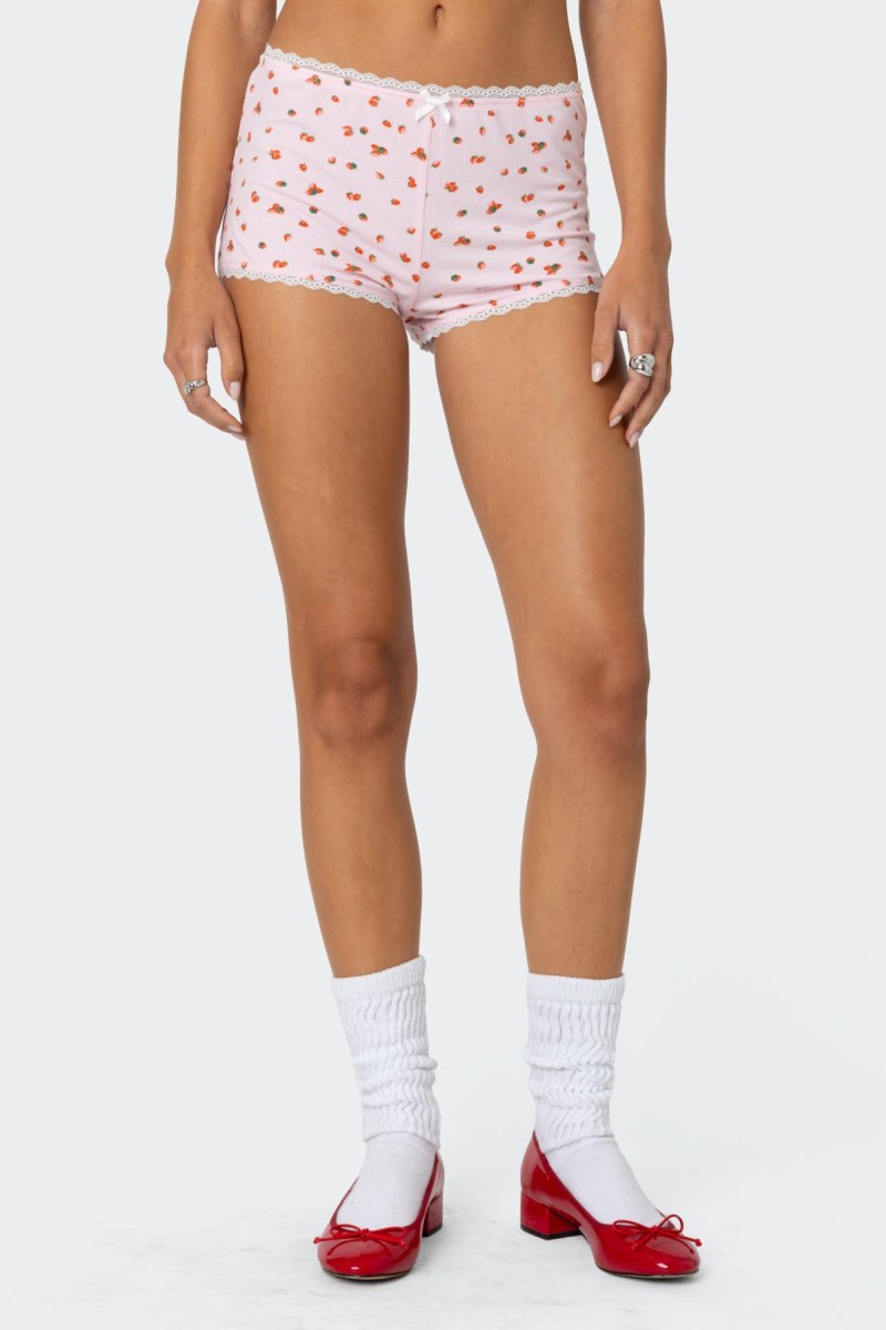 Edikted Strawberry Girl Printed Micro Shorts Pink | USA WA189428D0