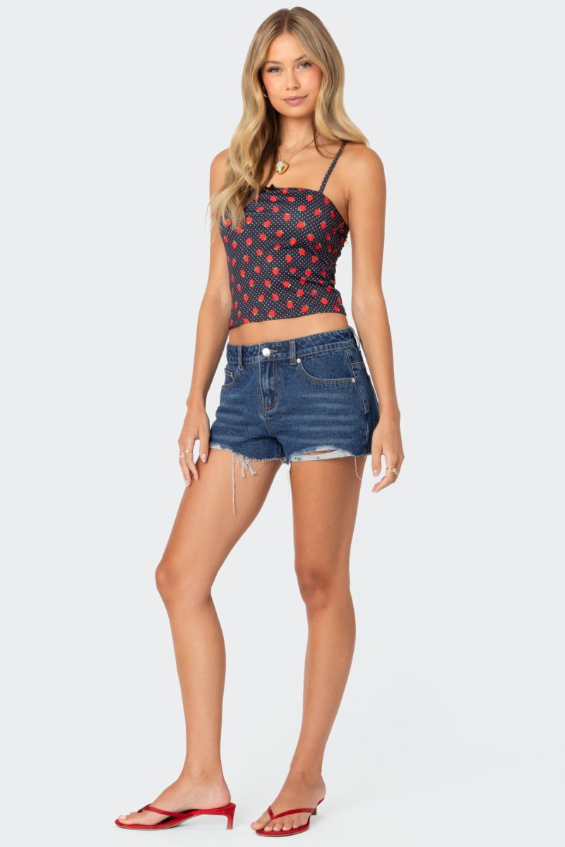 Edikted Strawberry Polka Tank Top Black | USA PW463486A2
