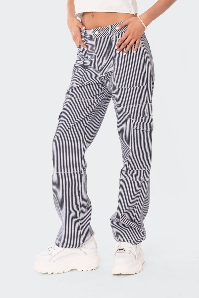 Edikted Stripe Out Cargo Pants Mix | USA DX806500J3
