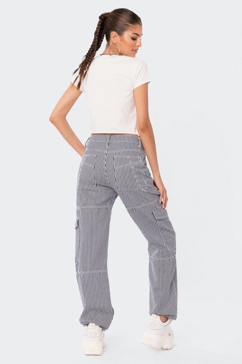 Edikted Stripe Out Cargo Pants Mix | USA DX806500J3