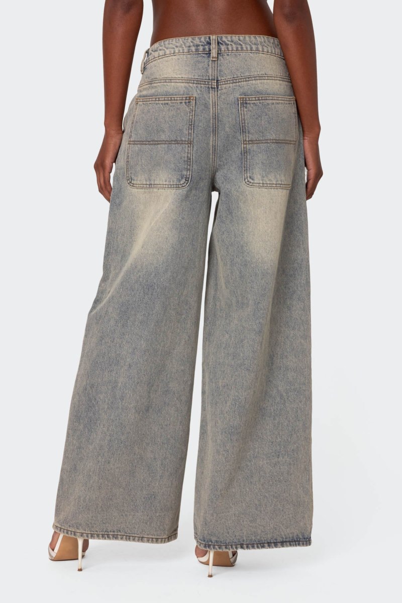 Edikted Super Baggy Wide Leg Jeans Blue | USA UN832953R1